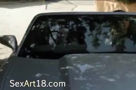 American lesbians gag on the car