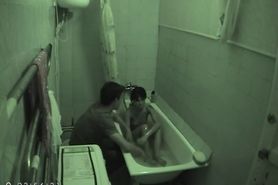 Hidden camera captures teen bathroom fuck