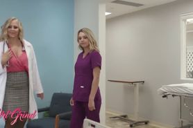 cute girl grind - lesbian doctor and screw in on call back roomGirl Grind