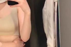 Someone wanted to get into the fitting room to this naked young bitch