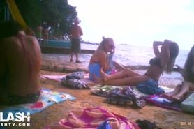 hidden cam bulge on beach teens laughting