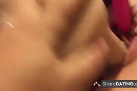 Close-up dildo fucking of creamy pussy