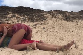 Young Couple has Fun in the Sandy Desert. Raw and Real