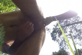My wife fisting my ass and massaging prostate outdoor