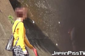 Cute Japanese teenagers peeing outdoors in hot compilation