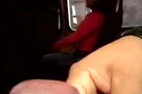 Dickflash on bus for girl with glasses