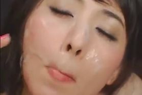 Yuka drinks a glass of cum