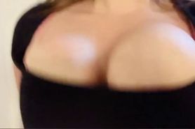 A hot teen girl jumps with these huge breasts