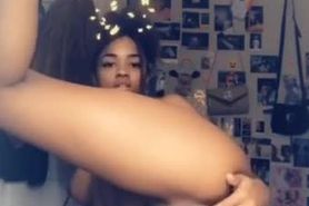 Ebony girl fucks pussy with 1 finger