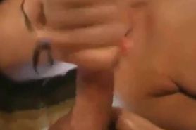 Handjob ends with lots of Cum in her face