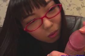 Young pretty asian schoolgirl sucking a warm load of cum
