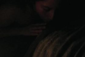Passionate candle-light blowjob