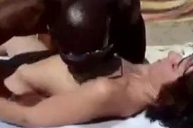 My slut girl fucked by stranger black bull at nude beach