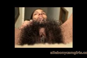 Hairy Ebony Webcam Chick Playing With Her Clit allebonycamgirlscom