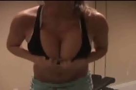 playing with my boobs at the gym