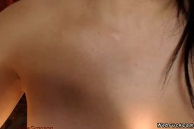 Busty amateur shows vibrator on webcam