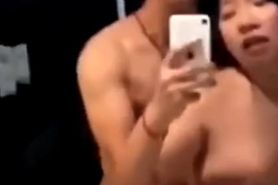 Chinese bitch with big boobs records sex in bathroom
