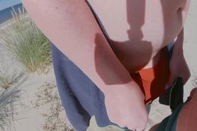 Strangers Cum In My Swimsuit Panties On Public Beach! Risky Big Boobs Red Hairy Pussy Milf Ginger Ale