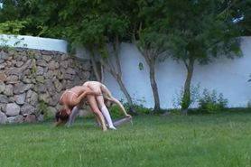 Russian chicks watersports in the grass - video 4