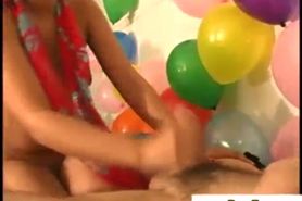Teen sucks a guys cock and makes him cum in reality sexparty