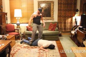 STRAIGHT DOM TRAMPLES, STOMPS AND JUMPS ON HIS GAY SLAVE WITH STEEL TOED BOOTS - Teaser