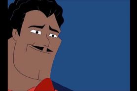 SUPERMAN EBONY BLOWJOB - black Foxxy Love licks superman cock oralsex cartoon fellatio blowjobs hero