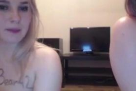 blonde lesbian bondage camgirl with big tits - oiled
