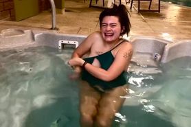 real risky flashing in the public hot tub
