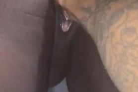 Intense ebony pussy fisting from the back!