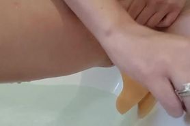 Fucking my dildo while on my period PLUS a visible SQUIRT! - I'm always horny during Shark Week!