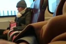 dickflash near girl on train