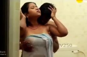 Hot and Cute indian Aunty's wet Boobs pressed by her Partner