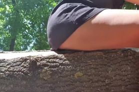 Teen was so horny and wet outdoors that she start humping trees