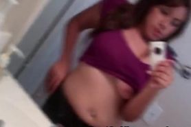 Sexy Big Tits Brunette Poses In A Mirror Selfie