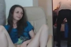 Girl Masturbates Near Plumbers on Webcam