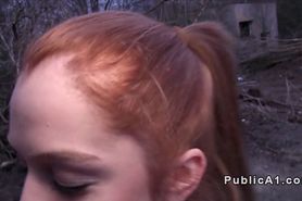 Redhead Czech student banged outdoor