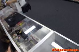 Teen pawnshop amateur strips for cash in store