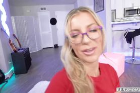 Ashley Fires grabs her stepsons big dick and shoves it down her throat