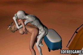 Busty 3D cartoon babe getting fucked by an alien - video 1