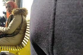 Hijab Woman Stares At Cock Bulge