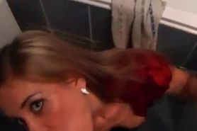Eager guys cant stop sucking his cock in her bathroom