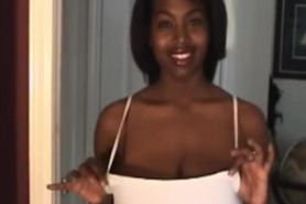 Huge Areola Ebony D cups tits Loves talking about her boobs