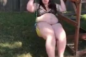 BBW Tight Shorts Fat Ass Stuck on Slide