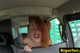 Redhead amateur fucks cab driver