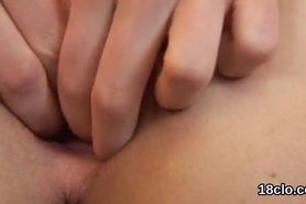 Fervent teen is gaping yummy twat in closeup and coming