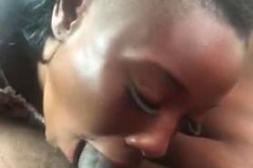Step Sister gives Sloppy in Backseat and Swallows Load