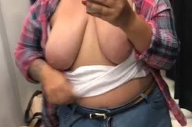 fat bitch in fitting room showing off her big tits