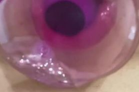 Big pink lips of innocent gey sucking anal plug
