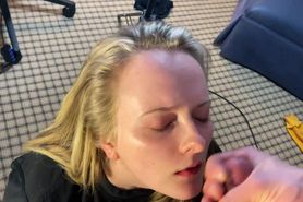 cumshot cutie takes load all over her face