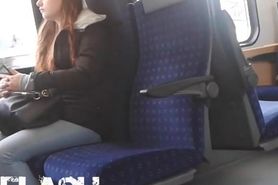 Train flash with Cum and Girl Smiles